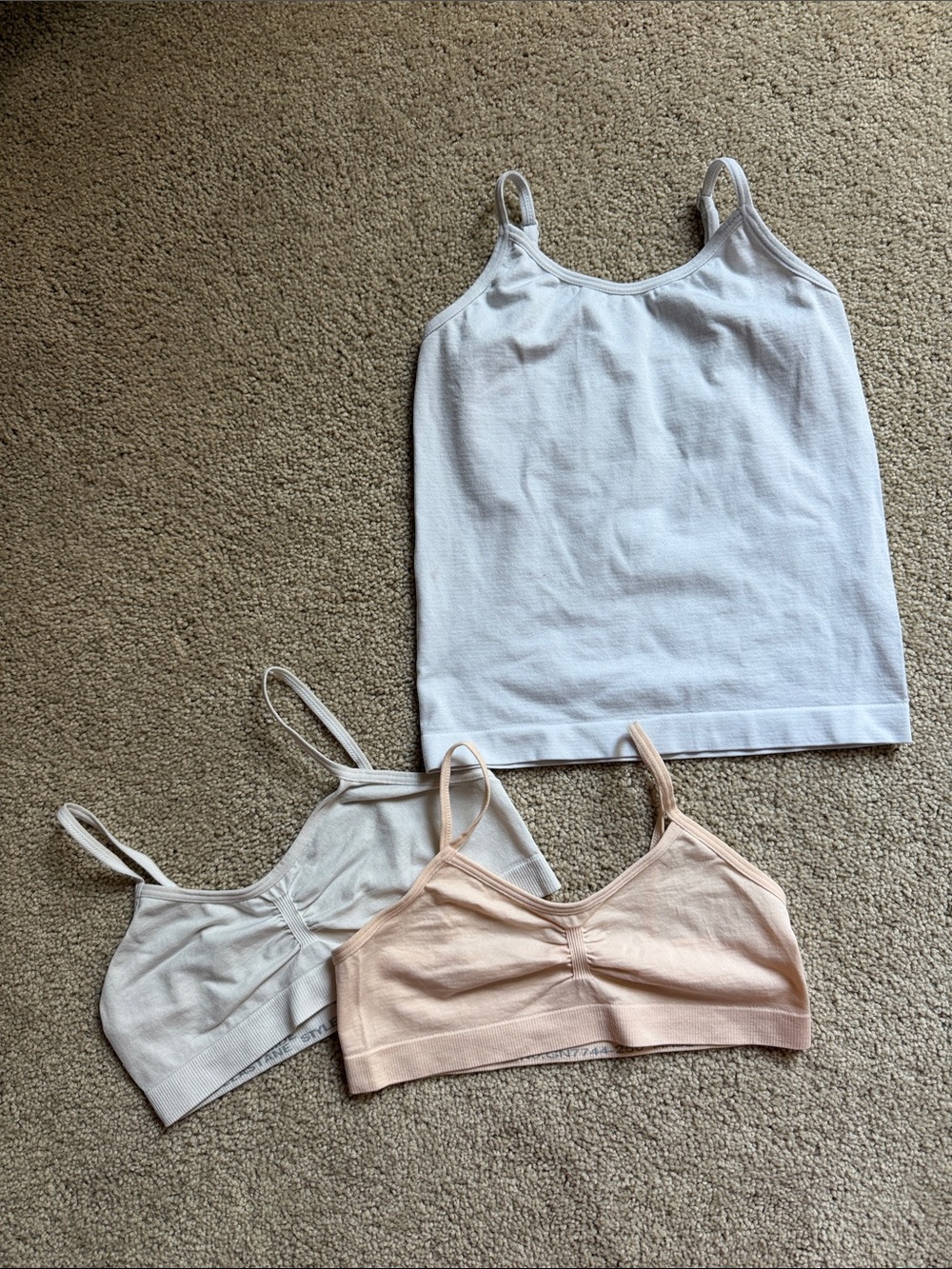 3-Piece Seamless Cami & Bralette Set - White, Light beige, Blush Size Medium